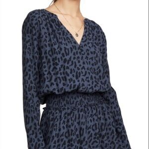 Blue and Black Leopard Print Rails Mini Dress